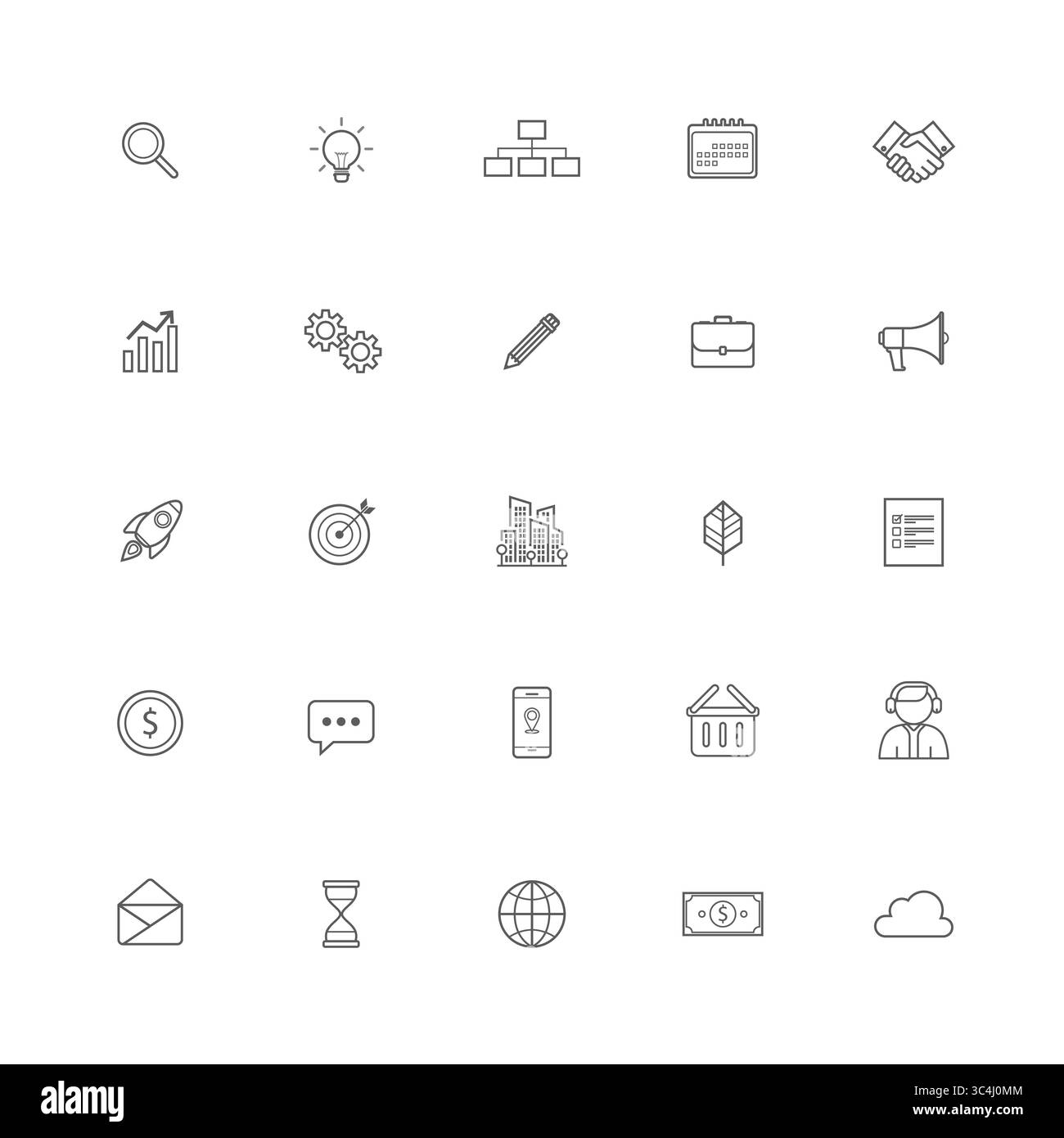 Jeu d'icônes des lignes Business et Finance. Ensemble de démarrage et de développement d'icônes Web dans le style de ligne. Illustration vectorielle Illustration de Vecteur