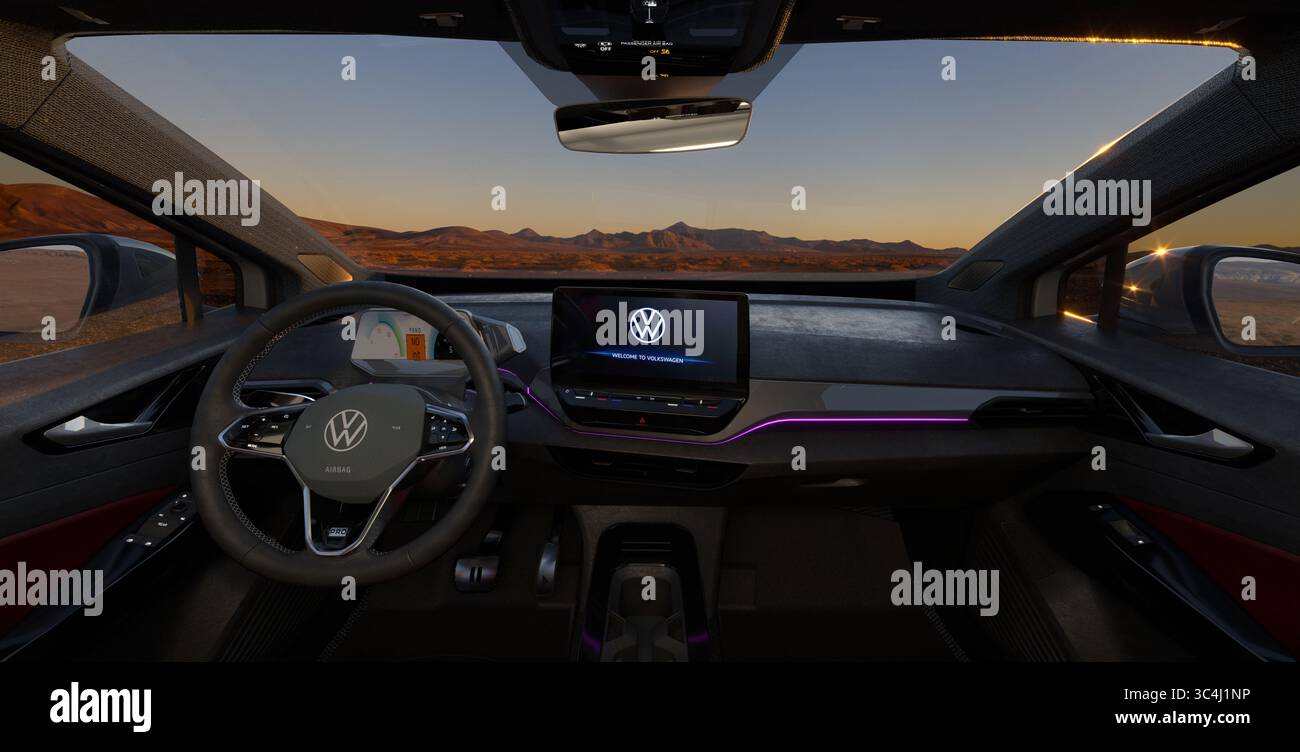 Intérieur de la Volkswagen ID.4 Banque D'Images