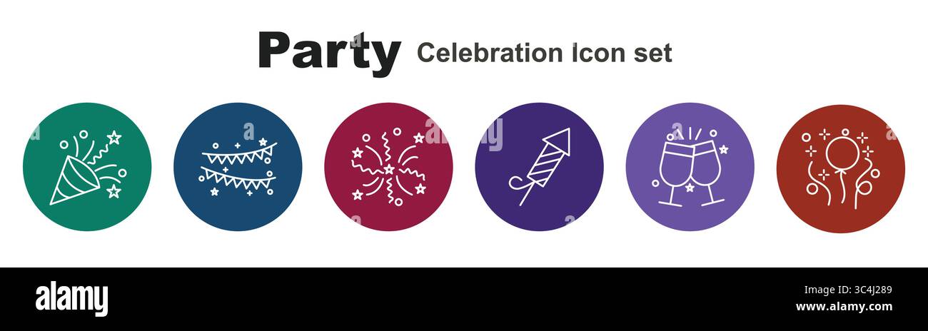 Jeux d'icônes personnalisables Party Celebrity en un seul coup Illustration de Vecteur