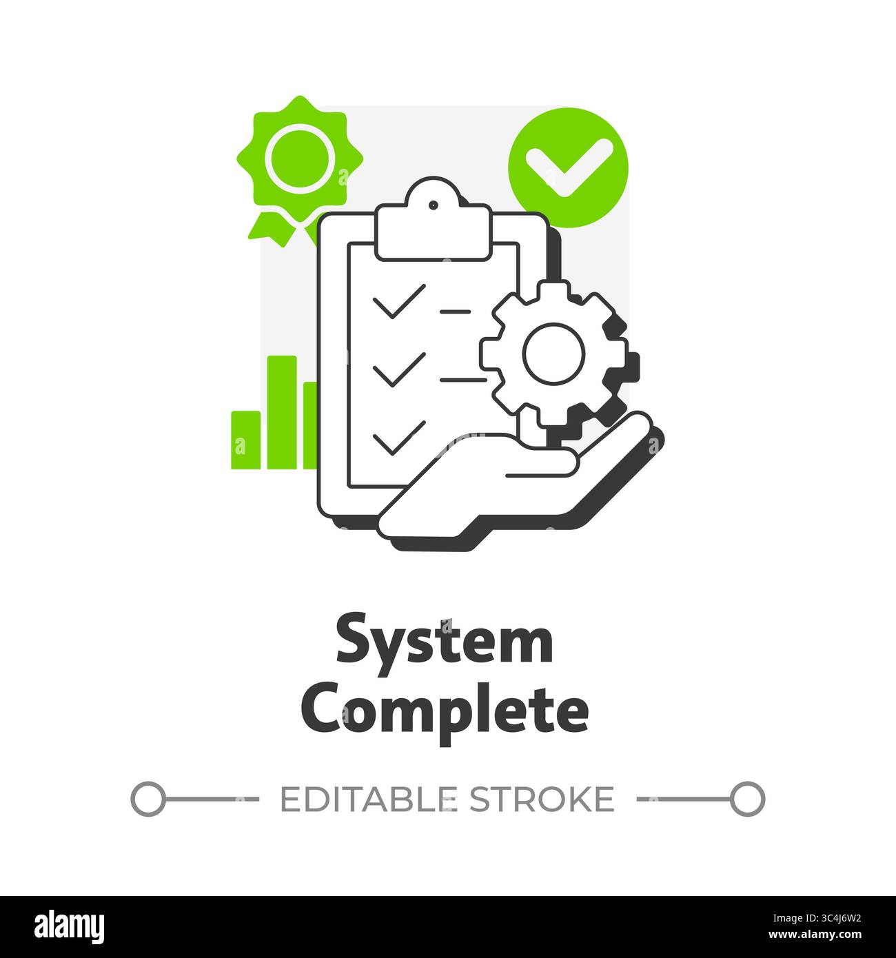 Icône de concept de contour plat complet du système Illustration de Vecteur