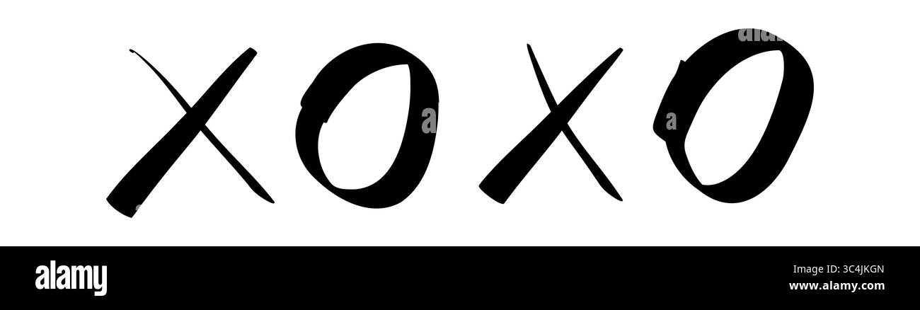 Dessiné à la main doodle XOXO icône simple symbole d'esquisse mignon de câlins, baisers, amour isolé sur fond blanc pour les journaux, les cartes et les projets créatifs Illustration de Vecteur