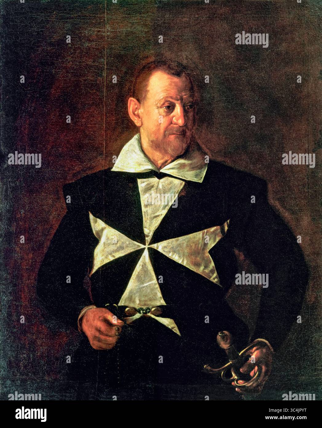 Michelangelo Merisi da Caravaggio, Fra Antonio Martelli (le Chevalier de Malte), portrait peint à l'huile sur toile, 1607-1609 Banque D'Images