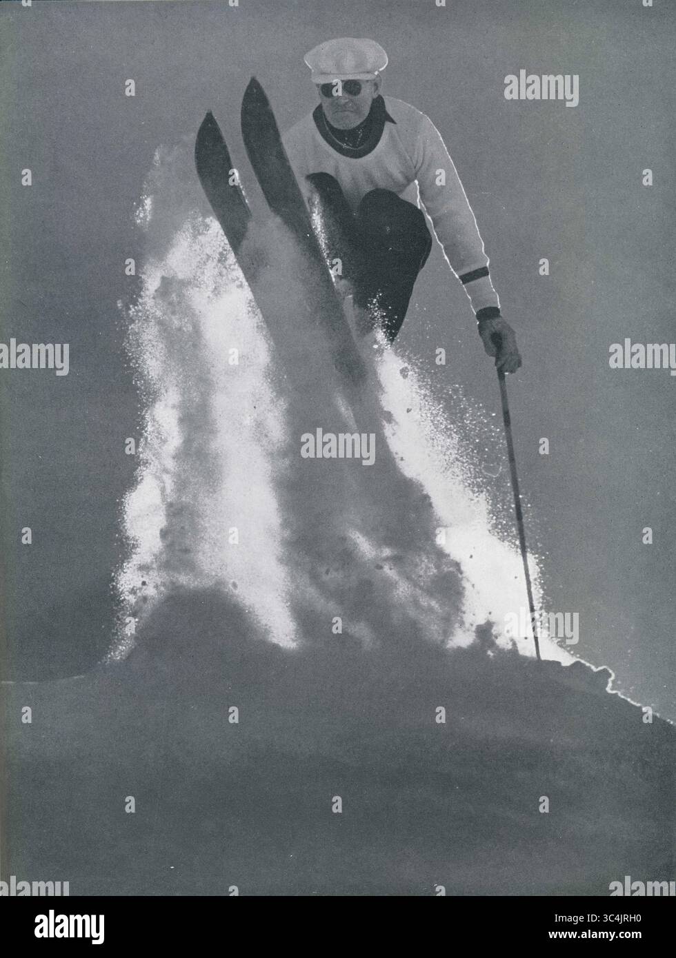 Vintage, années 1920 photo noir et blanc - Charles Proctor, champion olympique américain, membre de l'équipe olympique de ski 1928. Banque D'Images