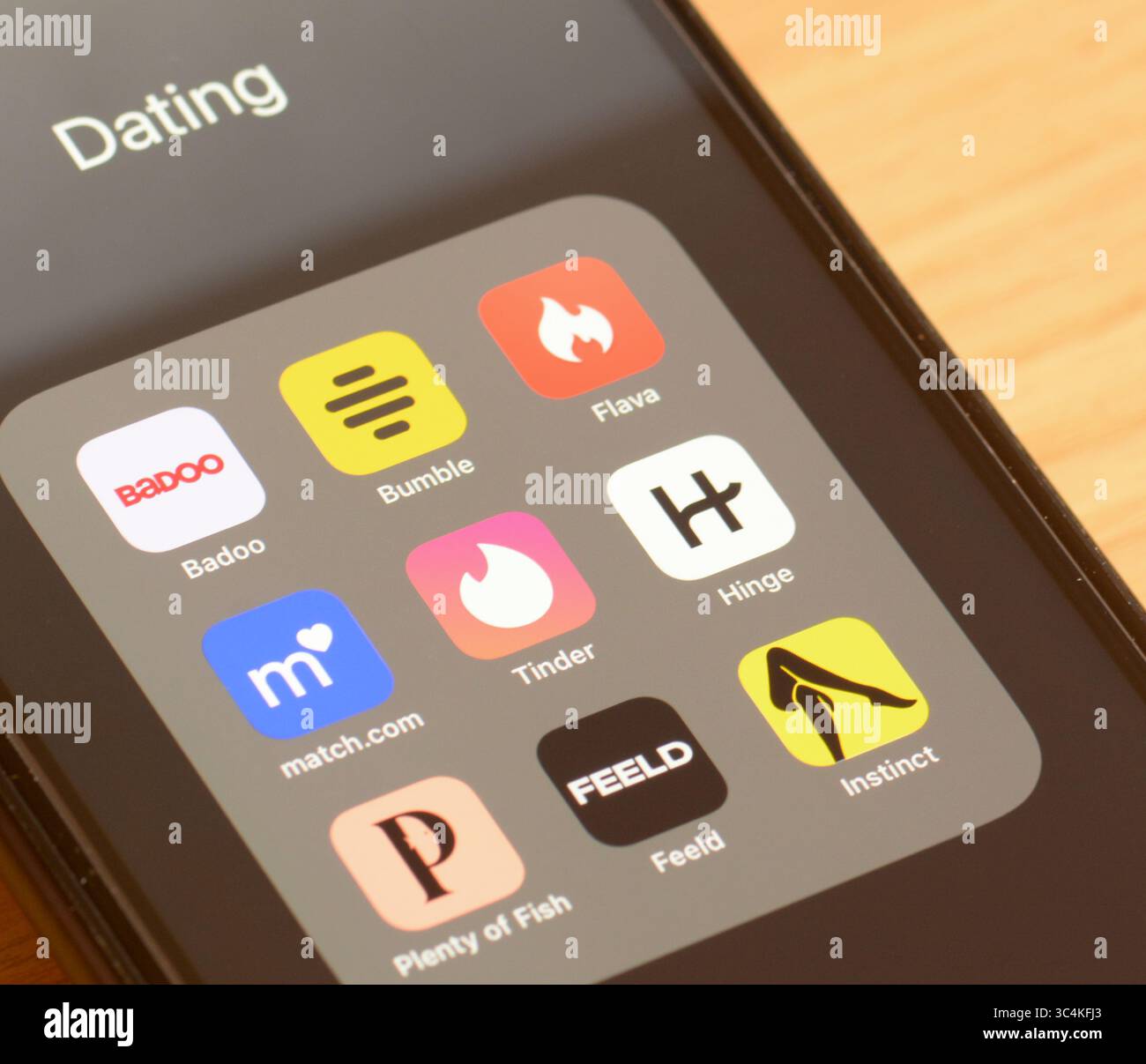 Une gamme d'applications de rencontres sur un écran de smartphone Banque D'Images