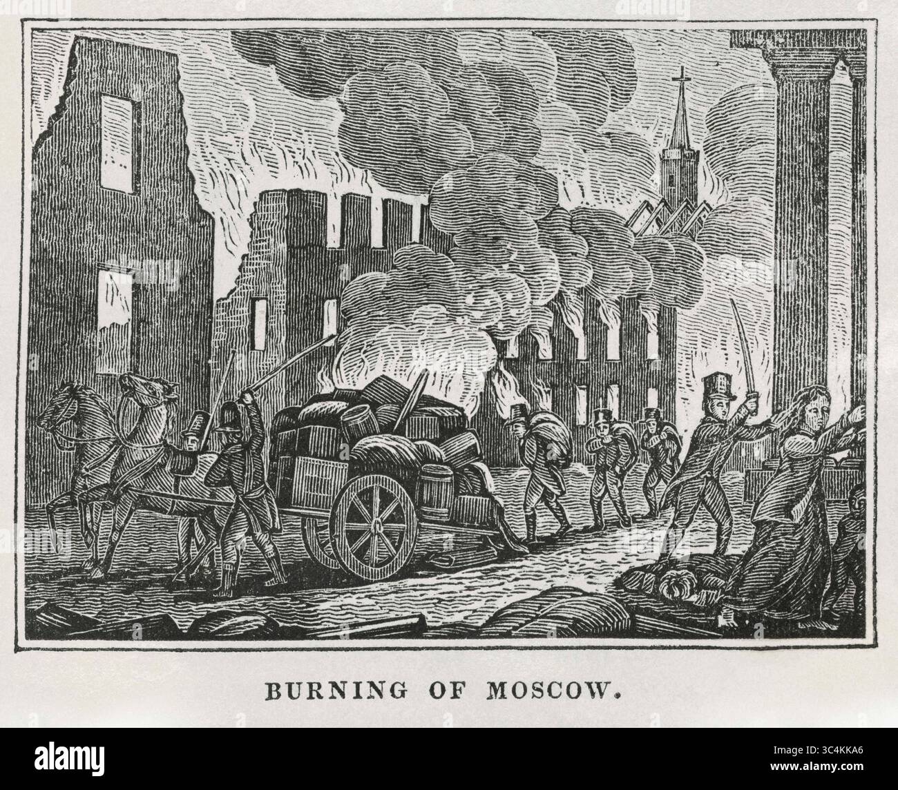 19 janvier 2018 - USA - Burning of Moscow, 1812, illustration du livre, Cabinet historique, L.H. Young Publisher, New Haven, 1834 (crédit image : © JT Vintage/Glasshouse via ZUMA Wire) Banque D'Images