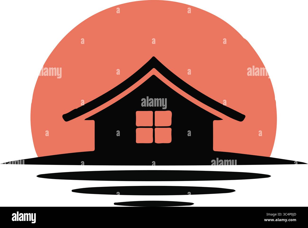 Une maison de conception de logo minimaliste silhouette avec fond blanc Illustration de Vecteur