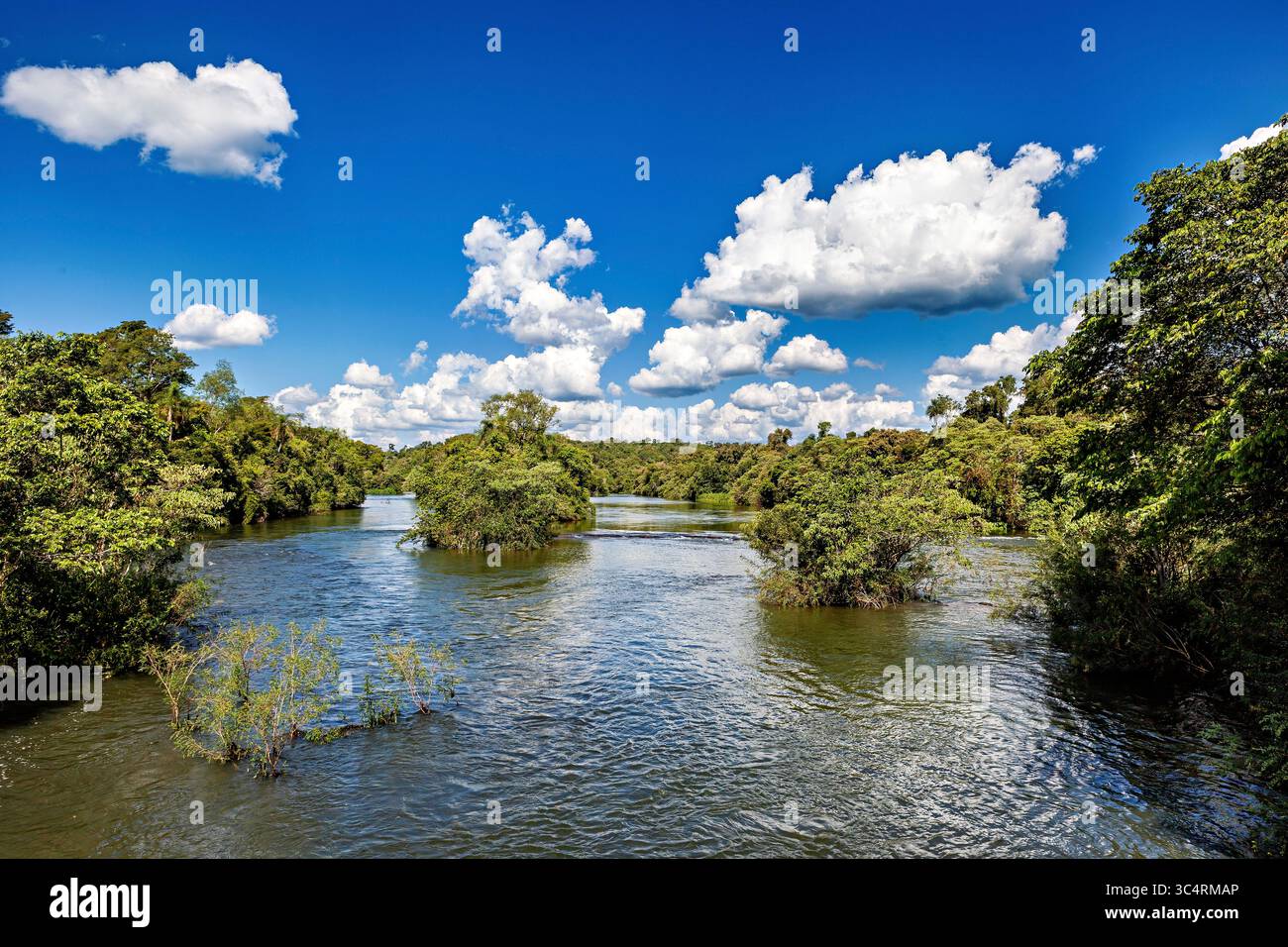 Le fleuve Iguazu entre l'Argentine et le Brésil Banque D'Images