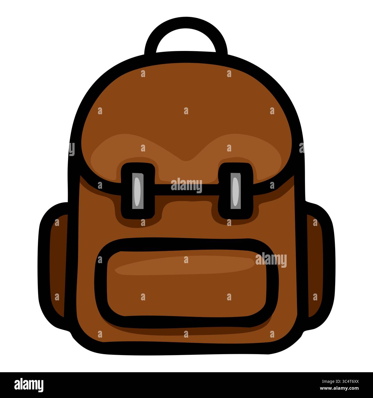 Une illustration vectorielle d'un sac à dos brun avec un style simple et cartoonish, avec une poignée supérieure et deux poches avant, idéal pour l'éducation ou le trav Illustration de Vecteur