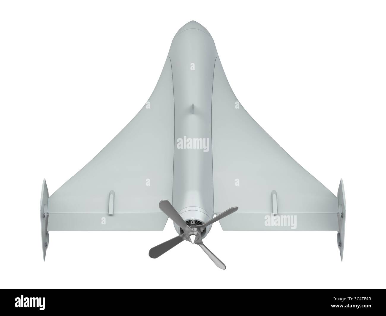 Véhicule aérien militaire sans pilote isolé sur fond blanc Banque D'Images