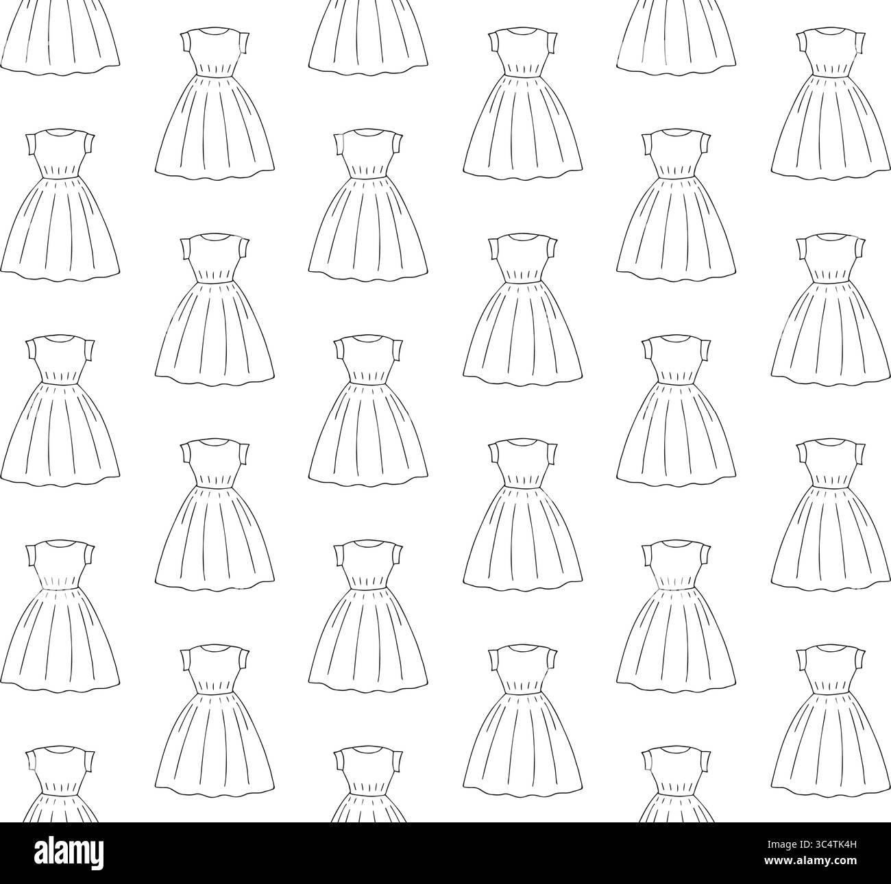 Vecteur modèle sans couture de robe dessinée à la main Illustration de Vecteur