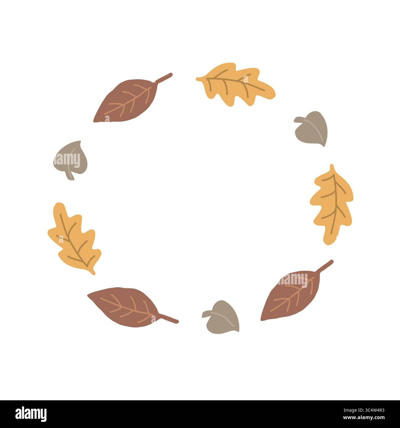 Cadre rond de couronne de feuilles d'automne. Elément de conception d'automne. Illustration isolée vectorielle Illustration de Vecteur
