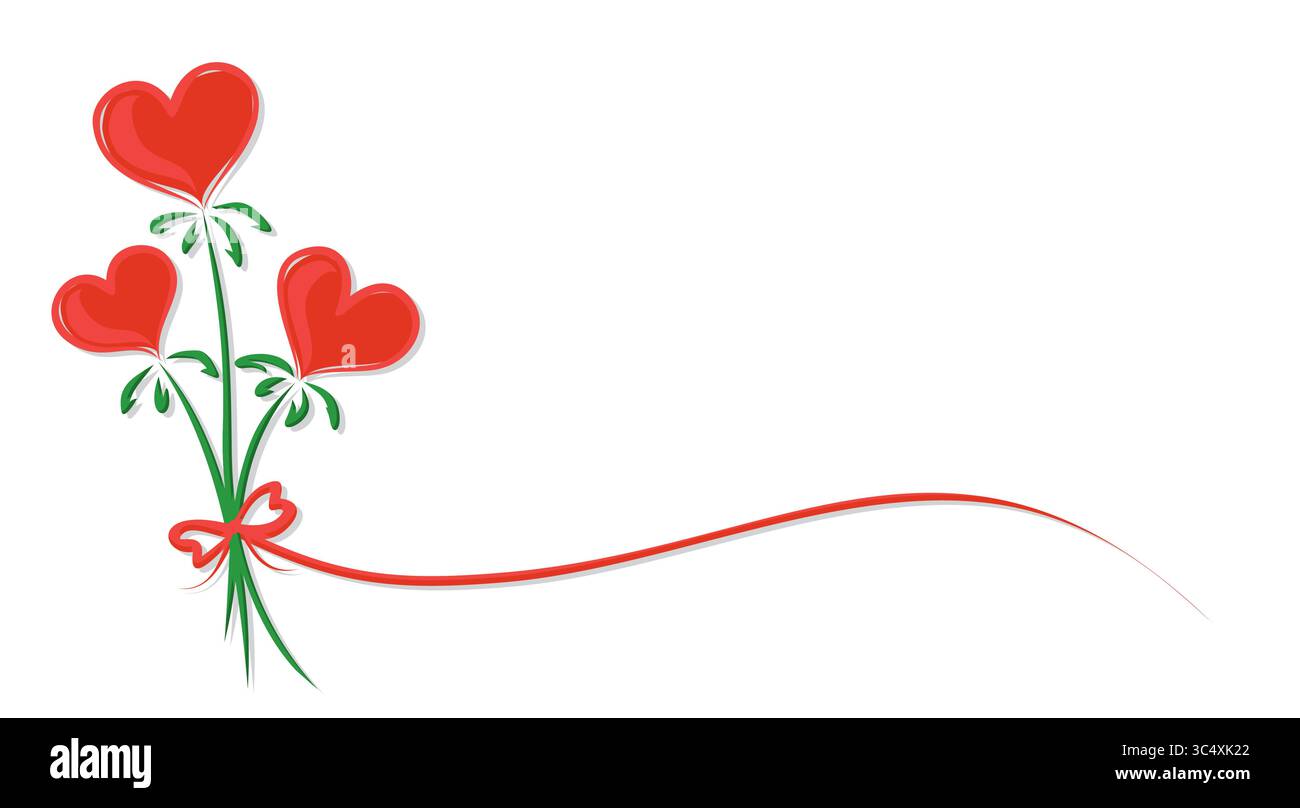 Le logo stylisé fleurs avec coeur rouge. Illustration de Vecteur