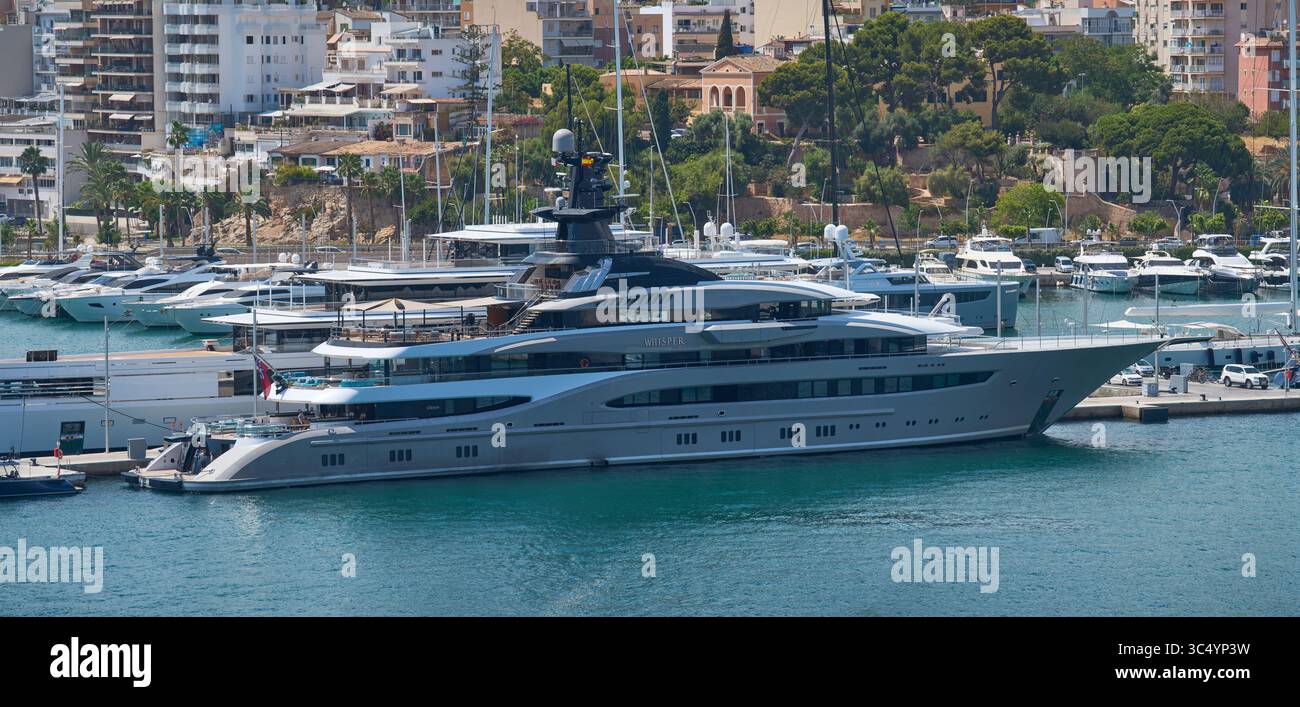 Le Yacht Whisper, amarré à Palma, Majorque Banque D'Images