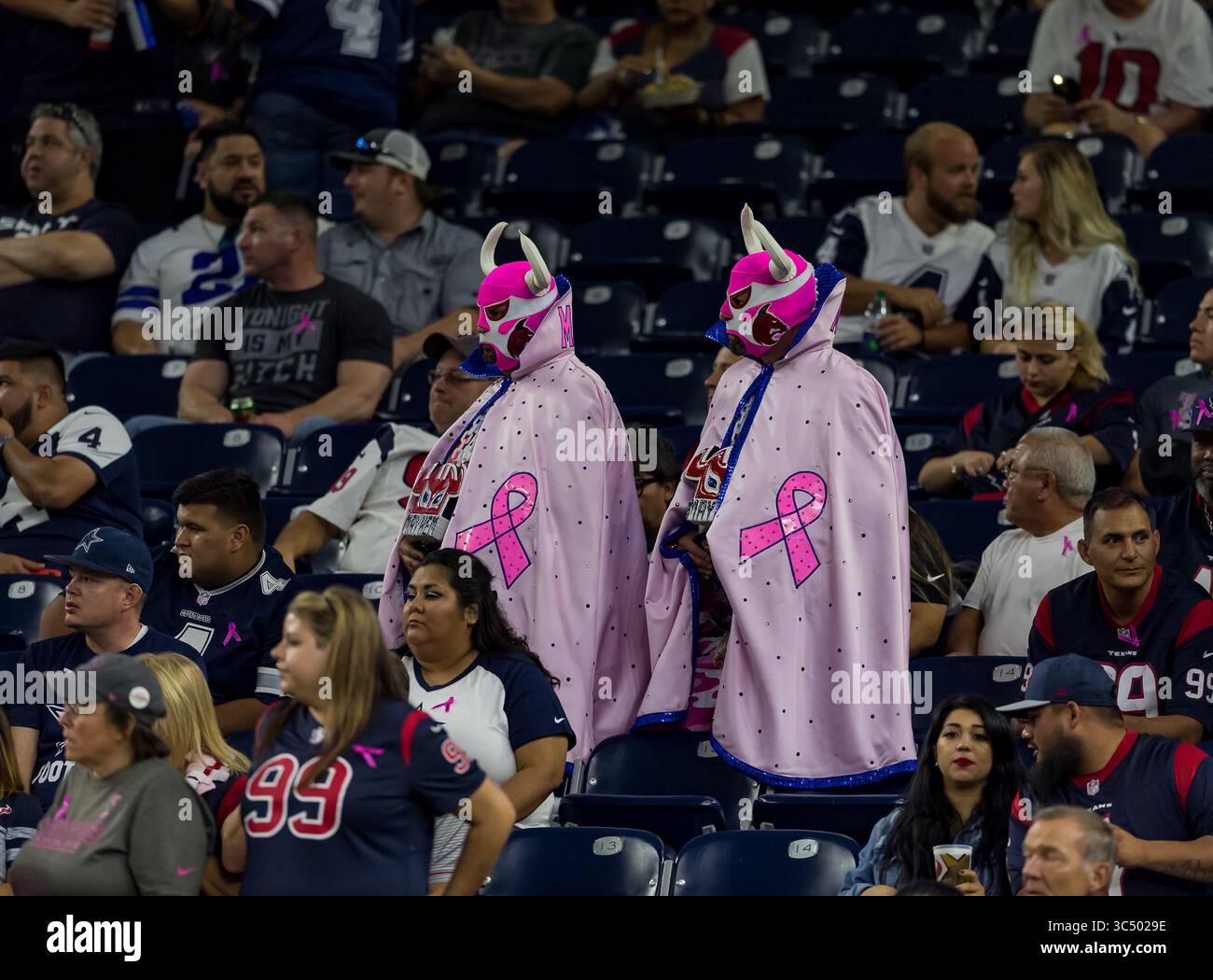7 octobre 2018 - Houston, Texas, États-Unis - les fans des Houston Texans lors du match NFL opposant les Cowboys de Dallas aux Texans de Houston le 7 octobre 2018 au stade NRG de Houston, Texas. Les Texans de Houston battent les Cowboys de Dallas 19-16. â©Maria Lysaker-ZUMA Press (crédit image : © Maria Lysaker/ZUMA Wire) Banque D'Images