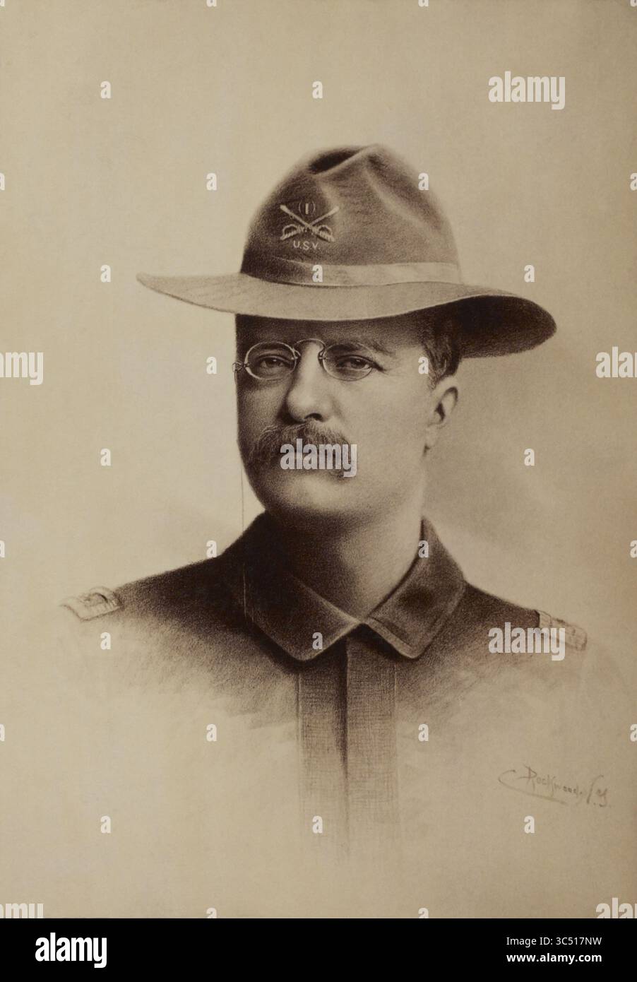 15 juin 2019, États-Unis : Colonel Theodore Roosevelt, Portrait de la tête et des épaules en uniforme militaire, George Gardner Rockwood, 1898 (crédit image : © JT Vintage/Glasshouse via ZUMA Wire) Banque D'Images