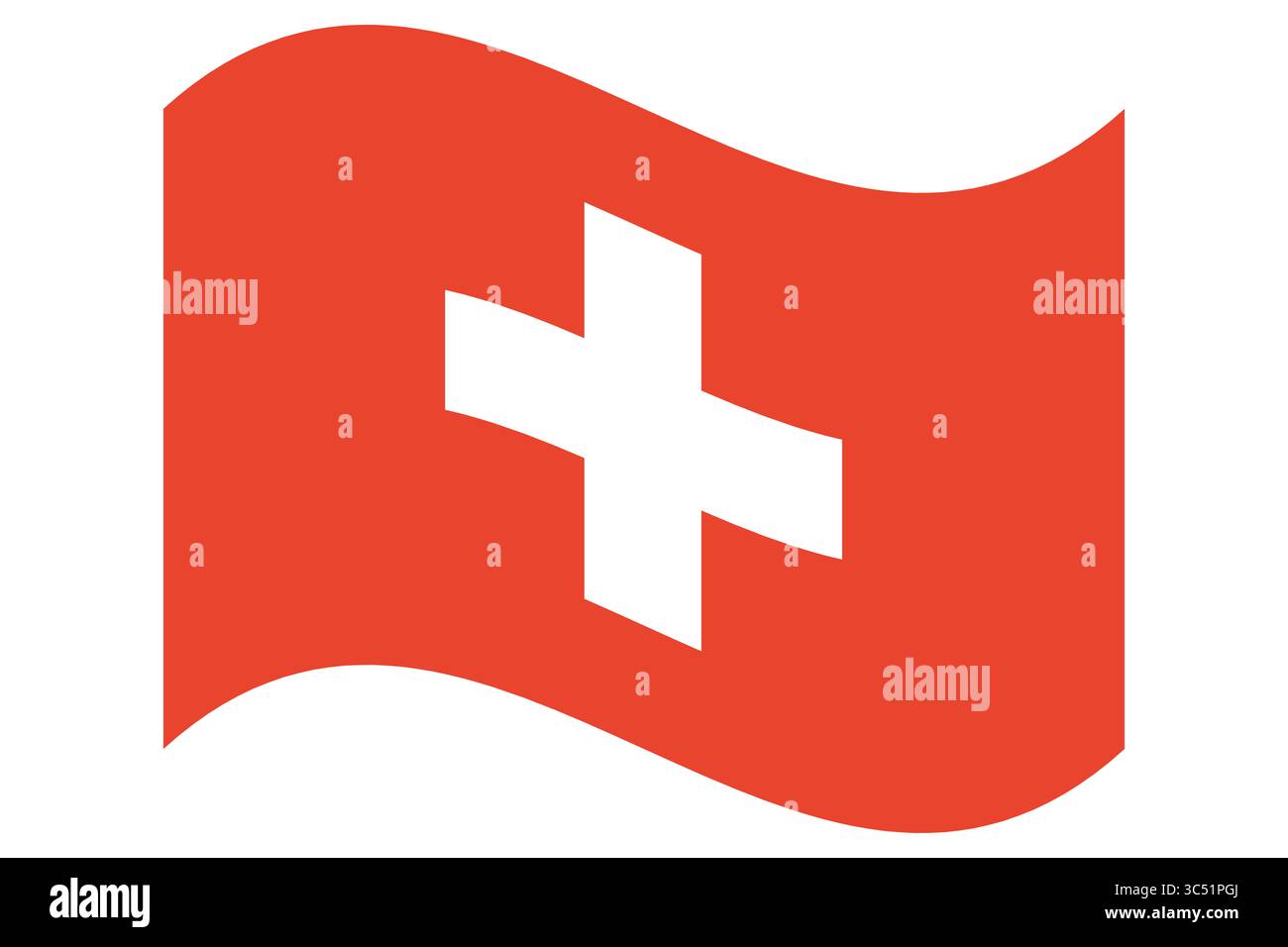 Drapeau suisse isolé en forme de vague. Suisse agitant le drapeau. Banque D'Images