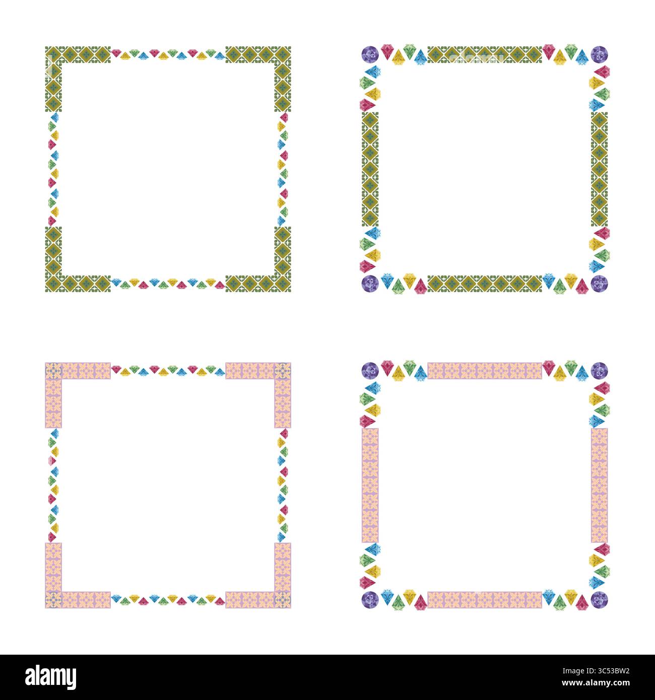 Dentelle verticale. Elément décoré jaune. Bordure rose carrée. Cadre textile vectoriel. Illustration de Vecteur