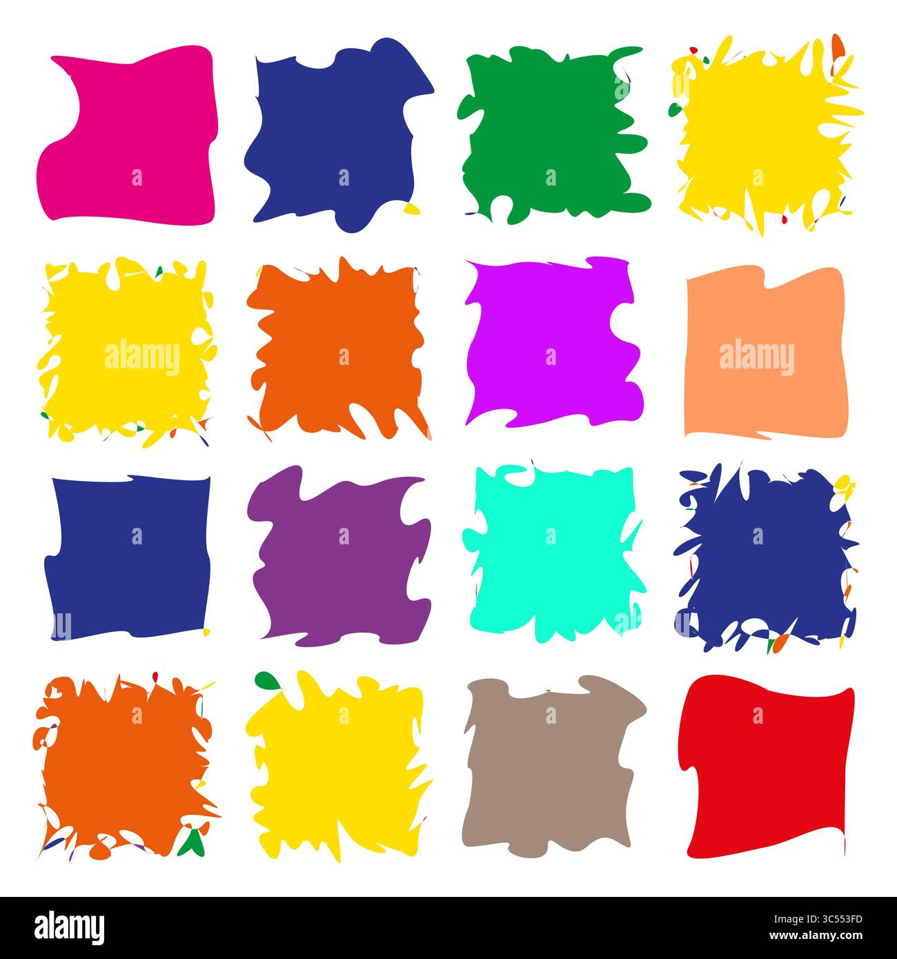 Éclaboussures de peinture abstraite. Blobs artistiques colorés. Vecteur de coup de pinceau texturé. Elément artistique créatif. Illustration de Vecteur