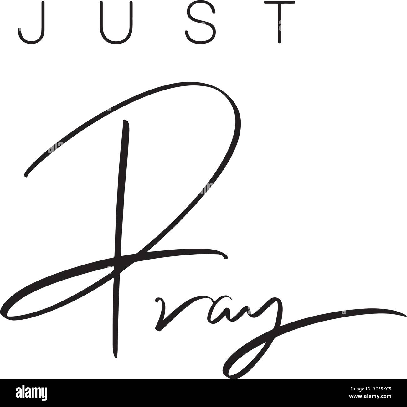 Il suffit de prier texte police calligraphie écriture manuscrite script noir icône d'objet juste prier Dieu jésus christ foi religion bonne juste prier croyance Illustration de Vecteur