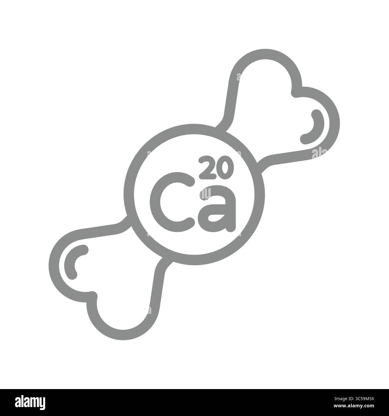 Calcium avec icône de vecteur osseux. CA, minéral vital dans le supplément de corps humain. Illustration de Vecteur