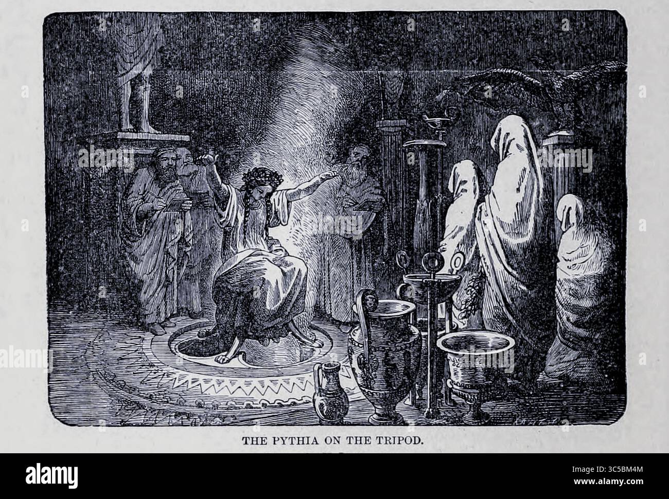 La Pythie sur le trépied du LIVRE VIII - GRÈCE dans le volume 10, de l'histoire universelle de Ridpath : un compte rendu de l'origine, de la condition primitive et du développement ethnique des grandes races de l'humanité, et des principaux événements dans l'évolution et le progrès de la vie civilisée entre les hommes et les Nations, à partir de sources récentes et authentiques avec une enquête préliminaire sur le temps, le lieu et la manière du commencement par Ridpath, John Clark, 1840-1900 publié en 1897 Banque D'Images