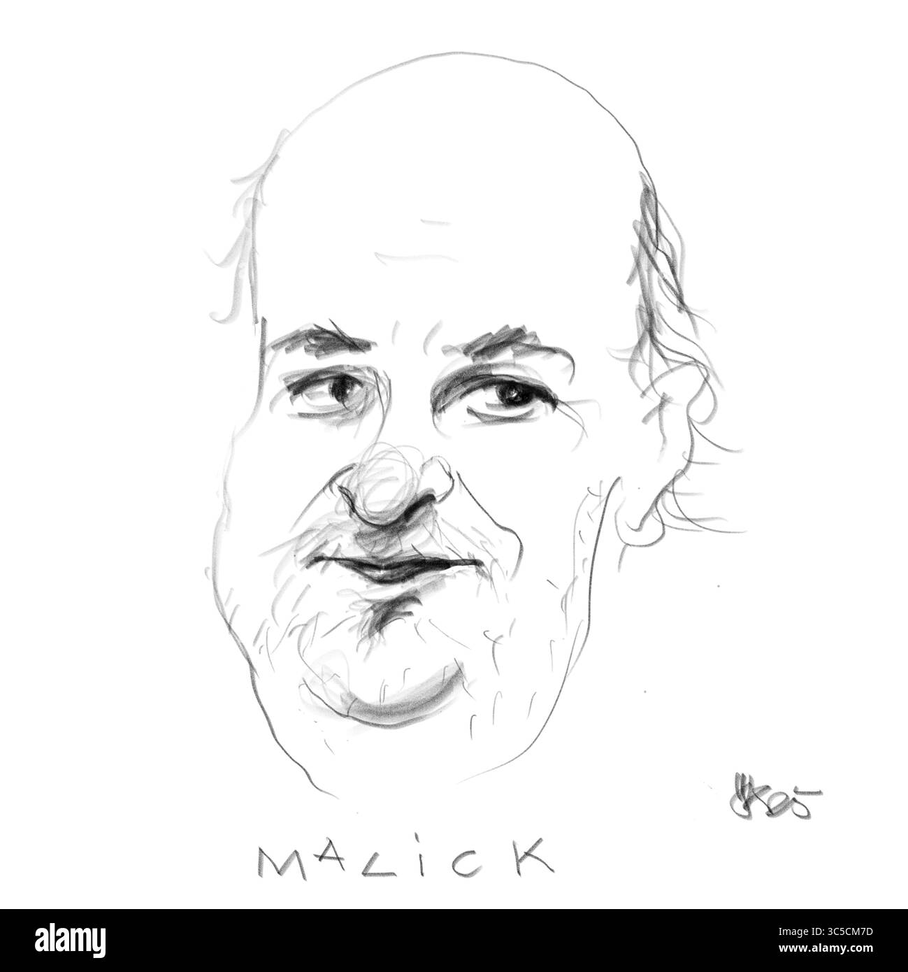 Portrait au crayon de Terrence Malick Banque D'Images