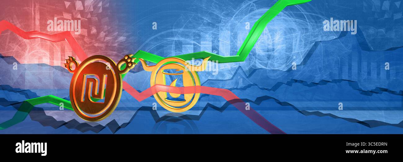 les cours des actions pétrolières augmentent dans ils. crise énergétique en israël. concept haussier du marché des matières premières. illustration 3d de combustibles fossiles coûteux Banque D'Images