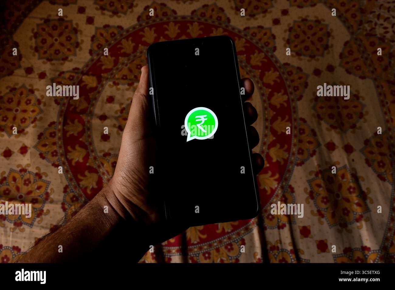 9 février 2020, Kolkata, Bengale occidental, Inde : illustration du logo de paiement WhatsApp sur un appareil mobile.National Payments Corporation of India (NPCI) a accordé une autorisation à Whatsapp pour l'exploitation de son service de paiement digitl de manière progressive. WhatsApp Pay servira 10 millions d'utilisateurs en Inde au cours de cette phase. (Crédit image : © Debarchan Chatterjee/ZUMA Wire) Banque D'Images