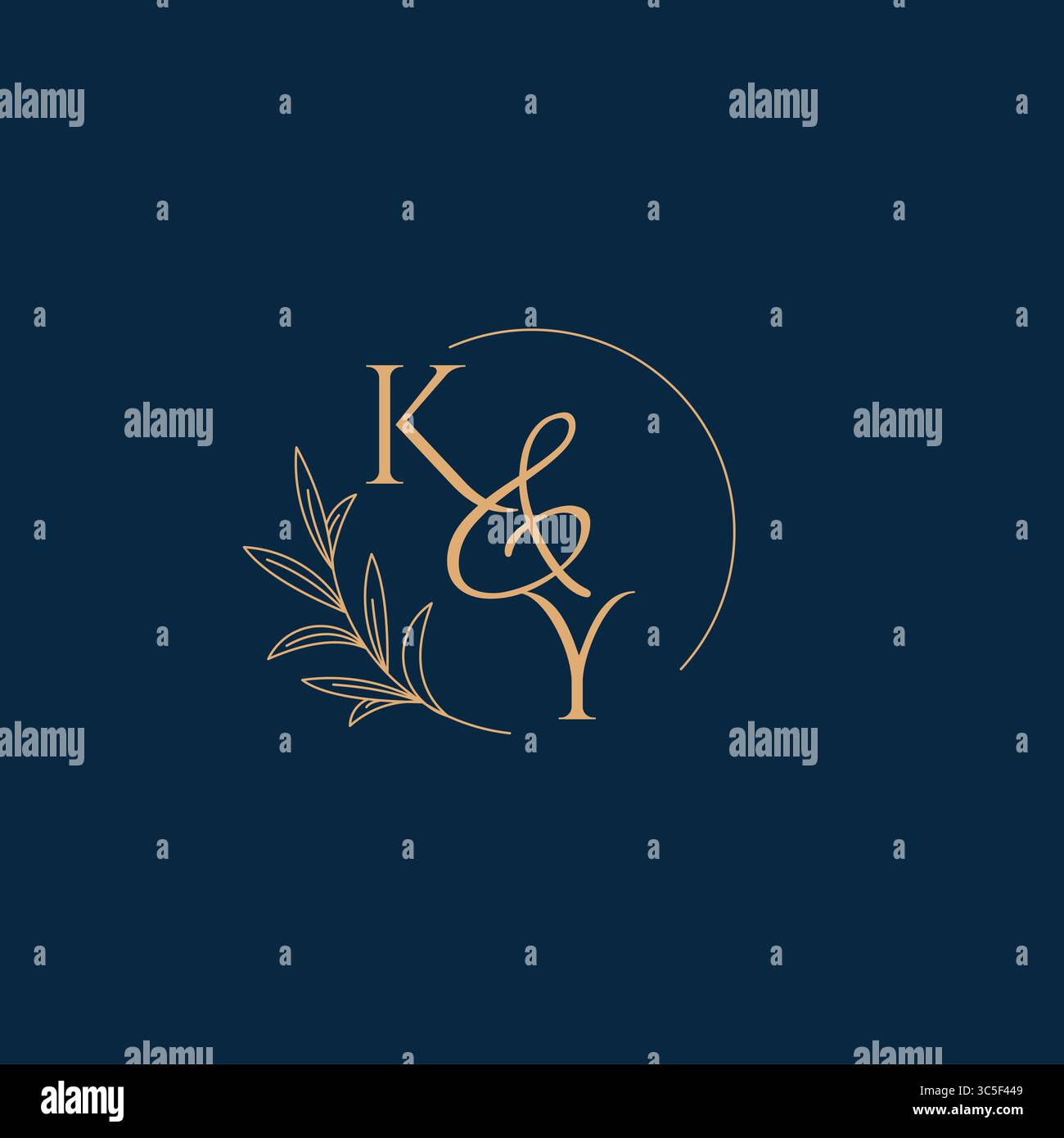 KY initial Wedding Monogram logo avec graphique vectoriel style minimaliste Illustration de Vecteur
