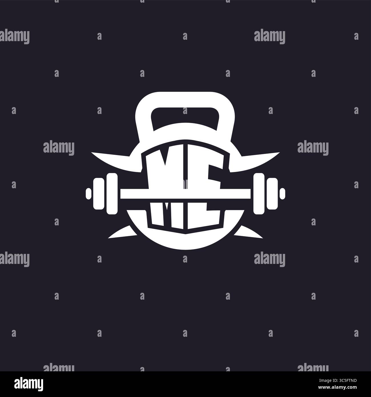 Logo initial ME pour le fitness avec un graphique vectoriel de conception d'icône de barre et de plaque simple mais créatif Illustration de Vecteur