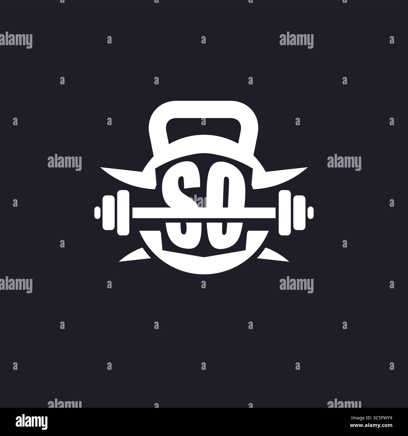 Logo SO initial pour le fitness avec un graphique vectoriel de conception d'icône de barre et de plaque simple mais créatif Illustration de Vecteur