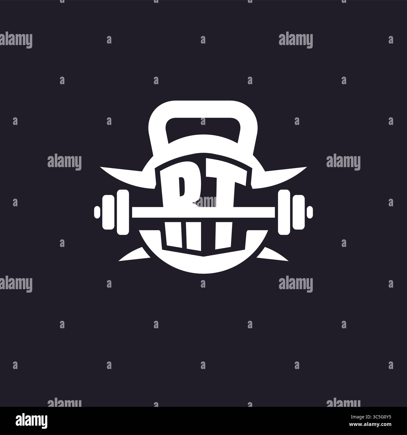 Logo RT initial pour le fitness avec un graphique vectoriel de conception d'icône de barre et de plaque simple mais créatif Illustration de Vecteur