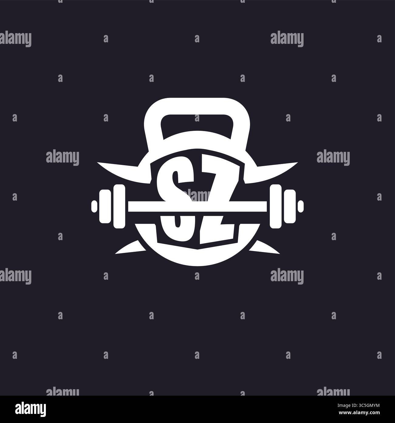 Logo SZ initial pour le fitness avec un graphique vectoriel de conception d'icône de barre et de plaque simple mais créatif Illustration de Vecteur