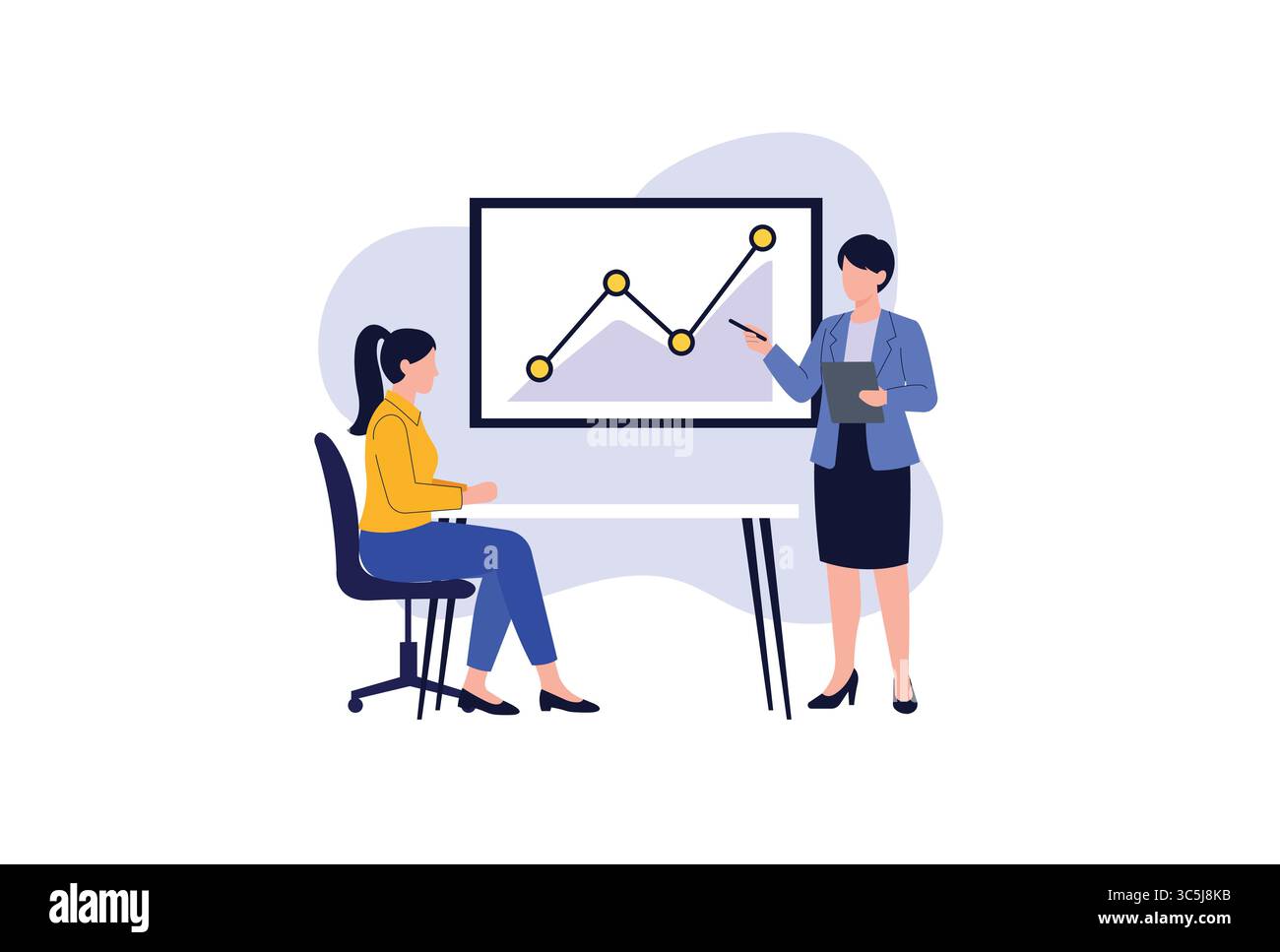 Présentation de l'illustration vectorielle de données financières par l'équipe commerciale. Illustration de Vecteur