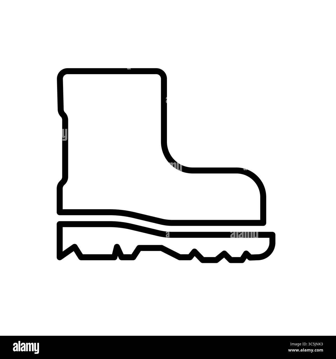 Ce graphique présente un contour simple d'un ensemble de bottes de travail robuste sur un fond blanc propre, idéal pour la construction et les thèmes extérieurs. Illustration de Vecteur
