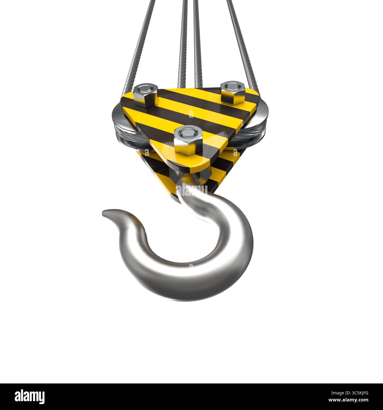 Crochet de grue suspendu avec des câbles en acier 3d transparent Banque D'Images