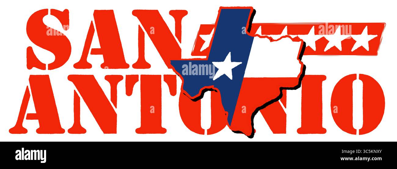 San Antonio Texas State Vector map – illustration de conception plate moderne de la silhouette de l'état américain, parfait pour le web, infographie, éducation, présentations, Banque D'Images
