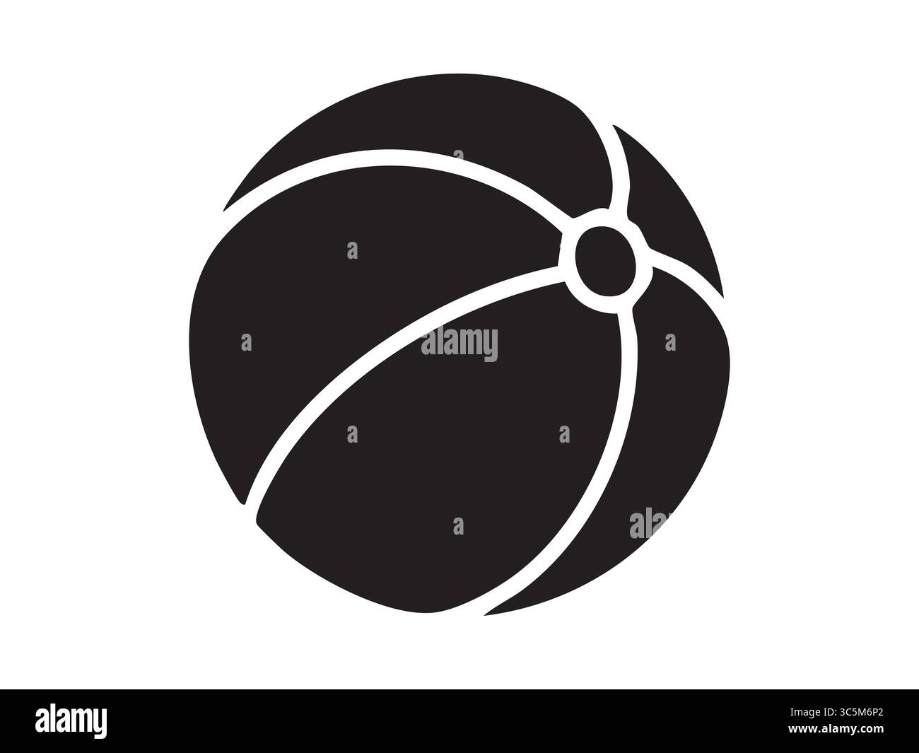 Silhouette noire de boule de jouet pour enfants, isolé sur fond blanc, icône graphique. concept de jeu, plaisir de l'enfance, jouet pour enfants, équipement sportif, recre Illustration de Vecteur