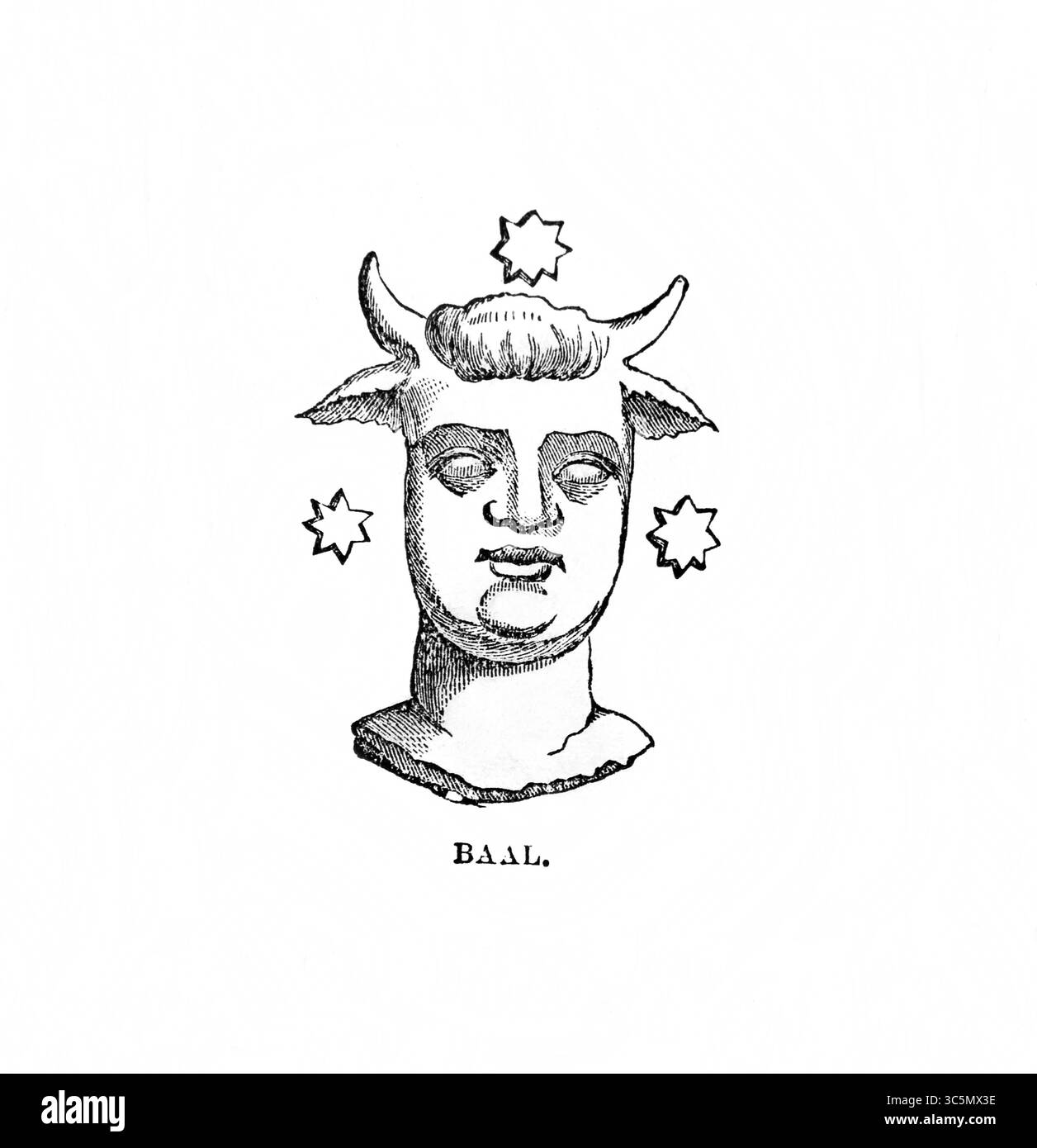 Illustration de la Déité Baal un Dieu de Déité cananéenne de la fertilité, du temps, des saisons et de la guerre une des divinités adorées devant Dieu de Antique 19t Banque D'Images