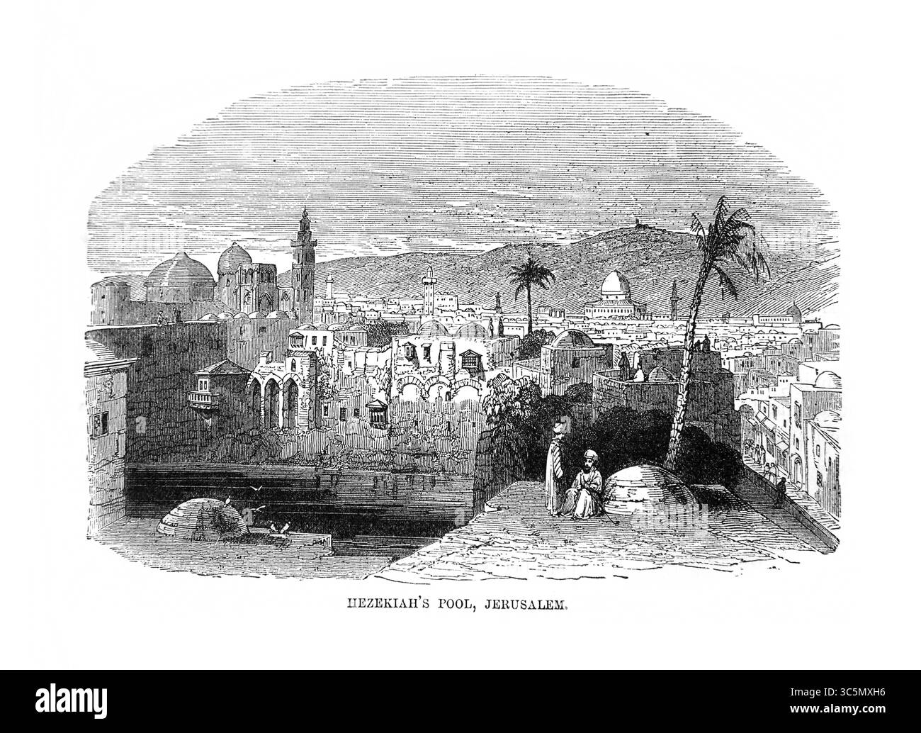 Illustration réservoir de la piscine d'Ézéchias d'une partie d'un ancien système d'eau et l'endroit où le roi Ézéchias a rencontré des messagers du roi Assyrie Banque D'Images