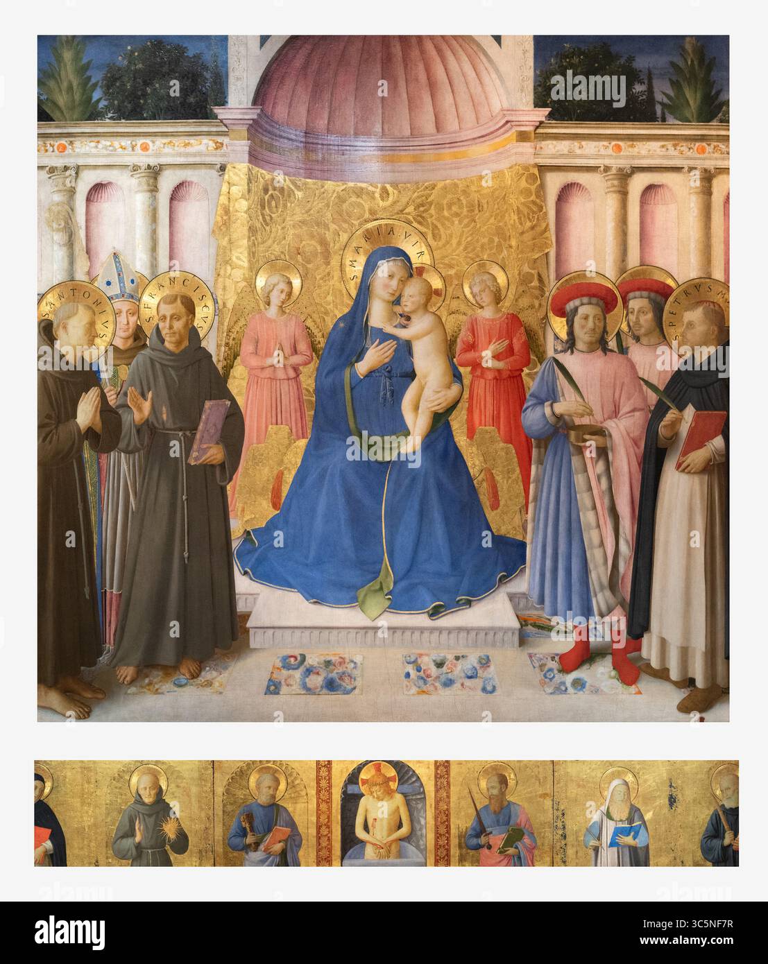 Retable Bosco ai Frati - peinture de Fra Angelico - retable Bosco ai Frati c. 1450 Tempera et or sur panneau, 174 x 173 cm Museo di San Marco, Florence Banque D'Images