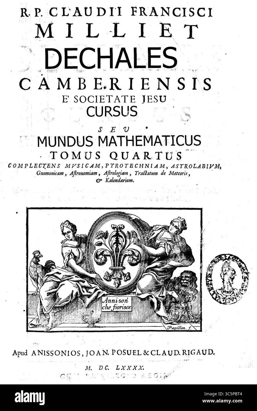 Milliet de Chales, Claude-François – cursus, seu Mundus Mathematicus, 1690 Banque D'Images