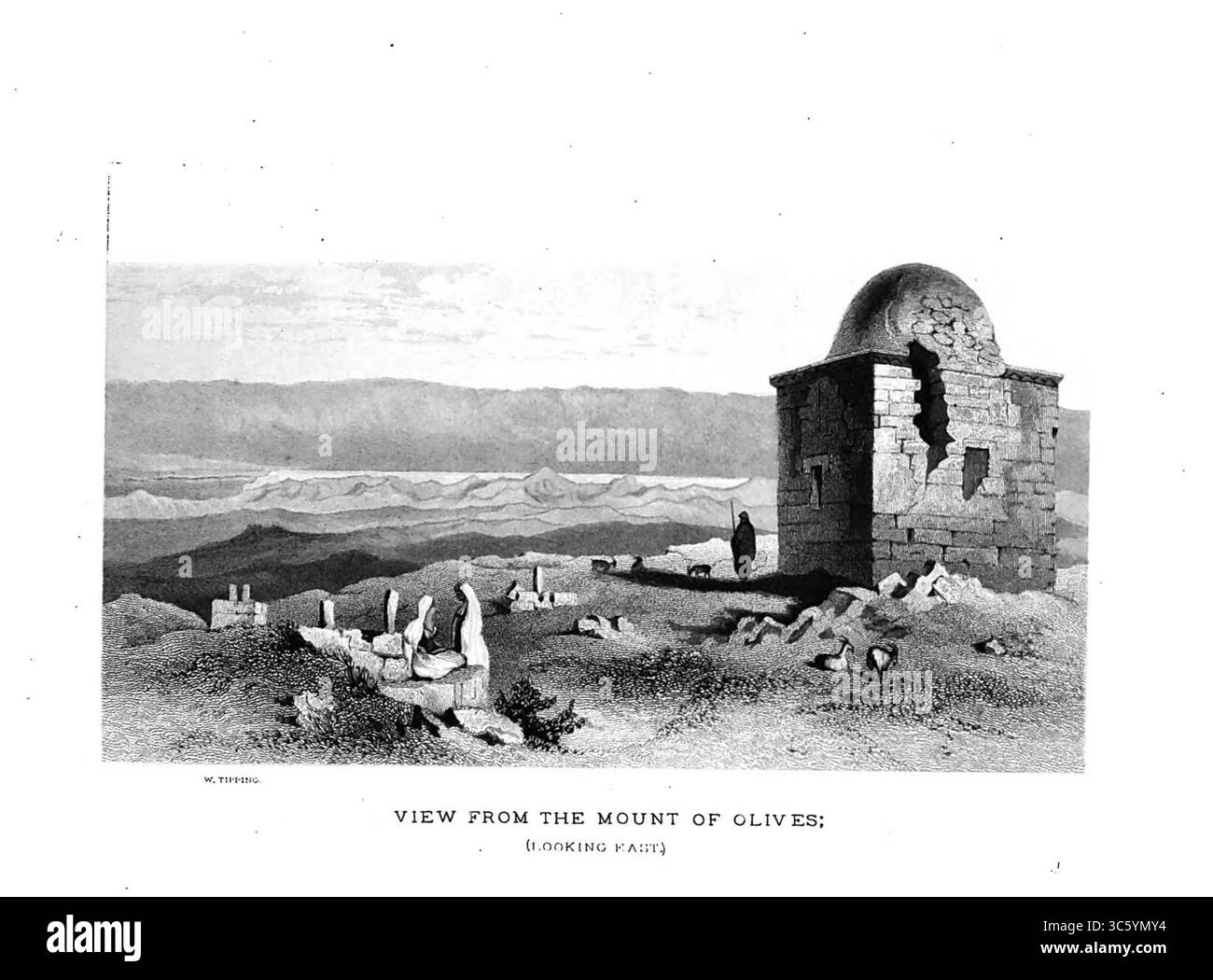 Mont des oliviers dans William Tipping années 1840 croquis de Palestine et de la région environnante, tiré de Josephus 06 de Traill. Banque D'Images