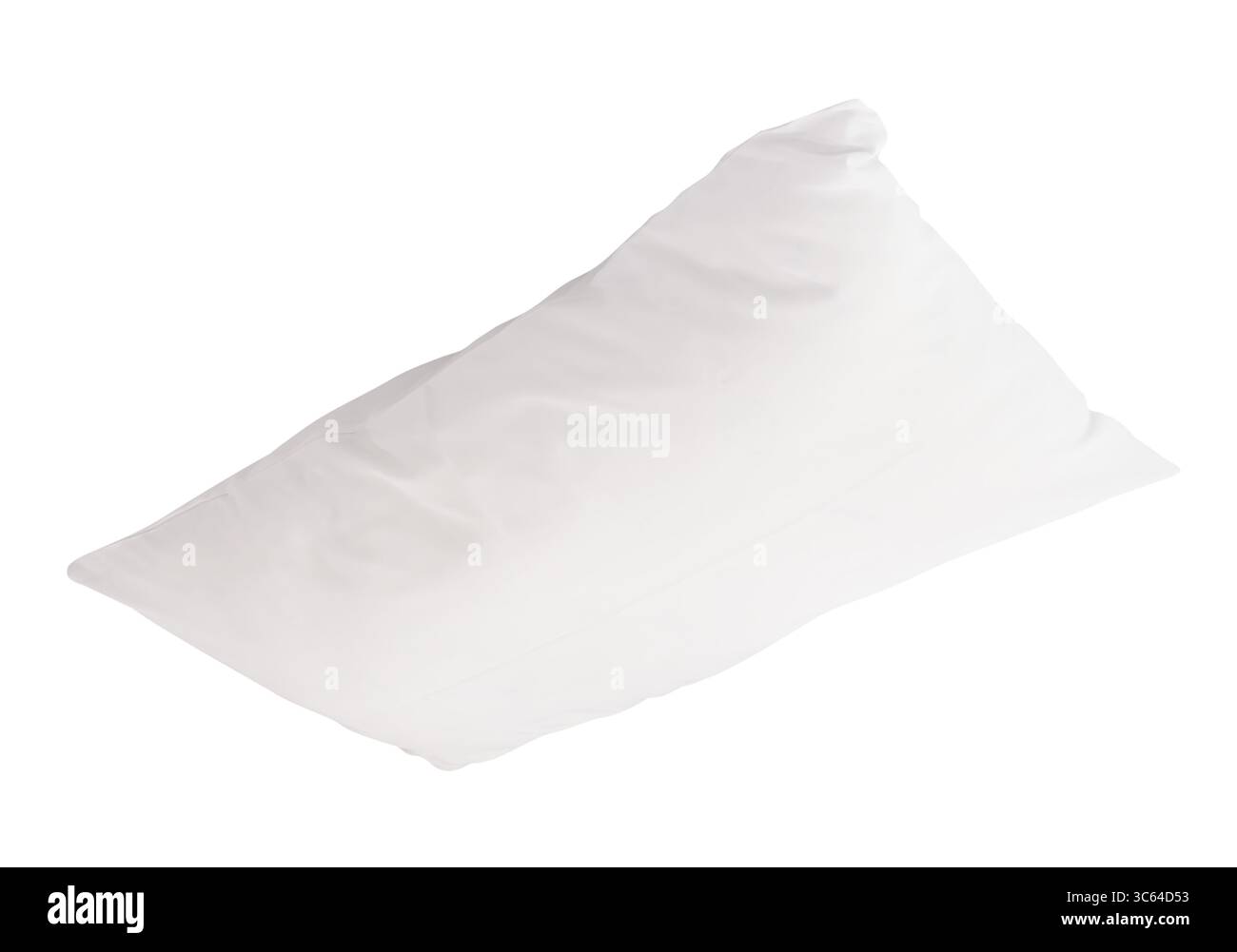 Un oreiller blanc après utilisation est isolé sur fond blanc avec chemin de découpage. Banque D'Images