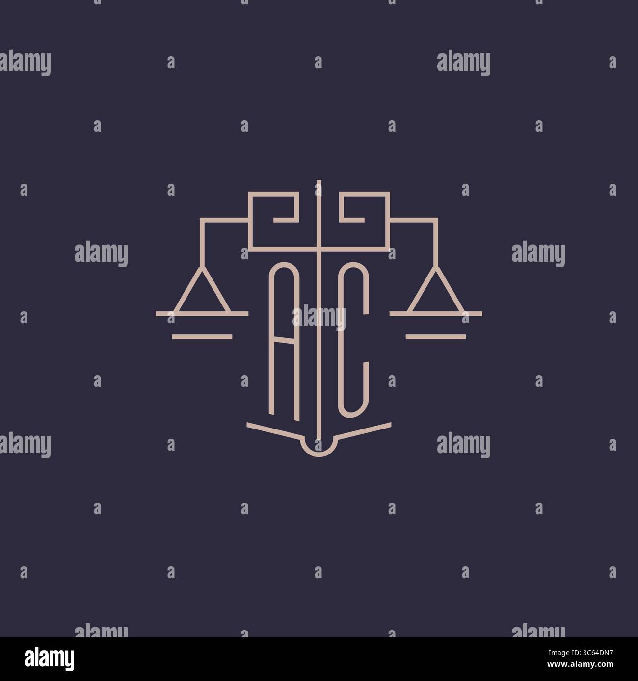 Lettre initiale AC logo avec graphique vectoriel de style géométrique de luxe Scale of justice Illustration de Vecteur