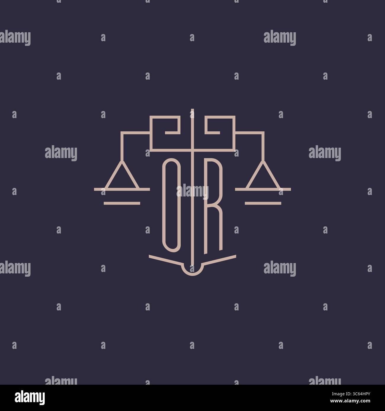 Lettre initiale OU logo avec graphique vectoriel de style géométrique de luxe d'échelle de justice Illustration de Vecteur