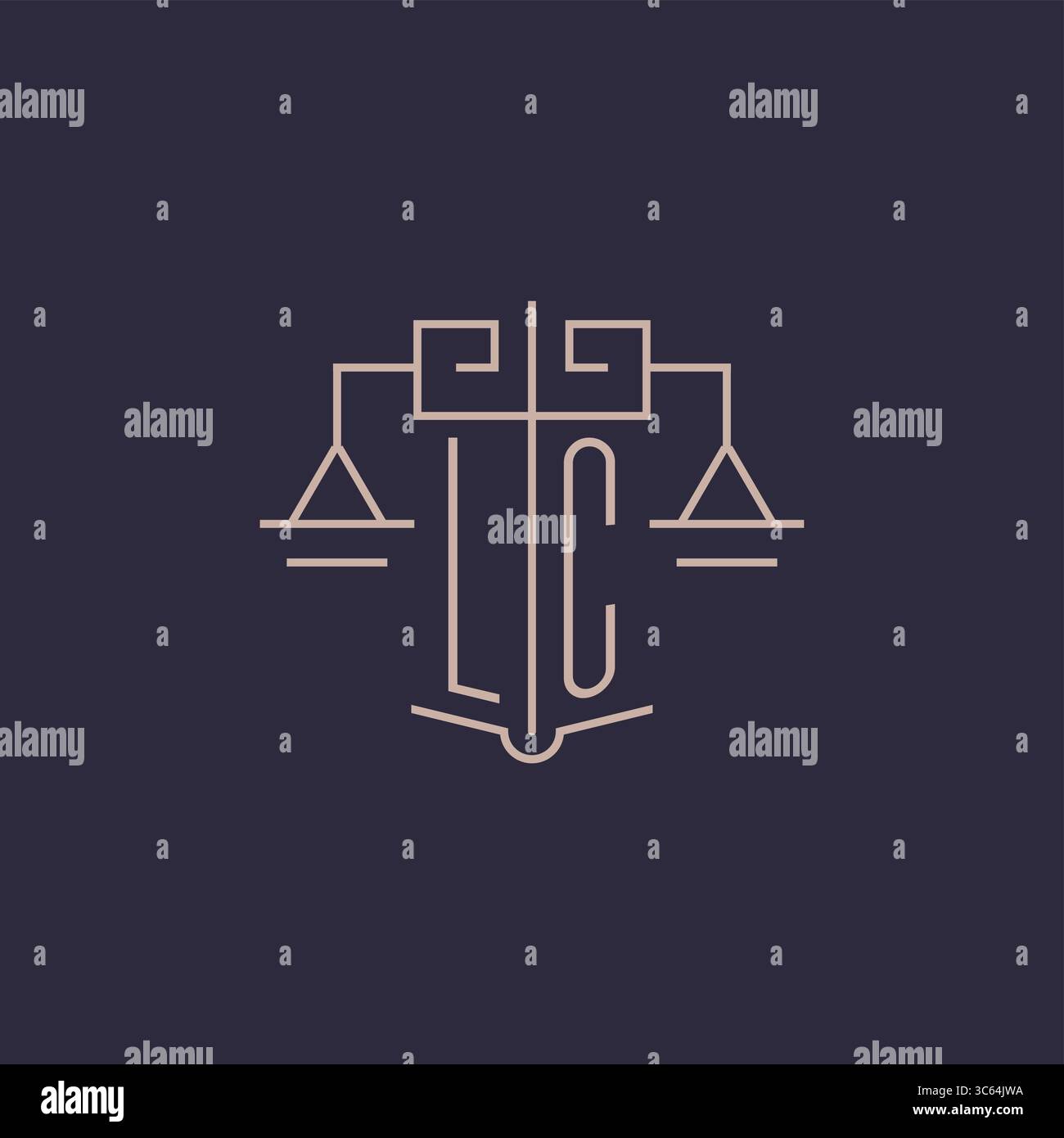 Lettre initiale LC logo avec graphique vectoriel de style géométrique de luxe Scale of justice Illustration de Vecteur