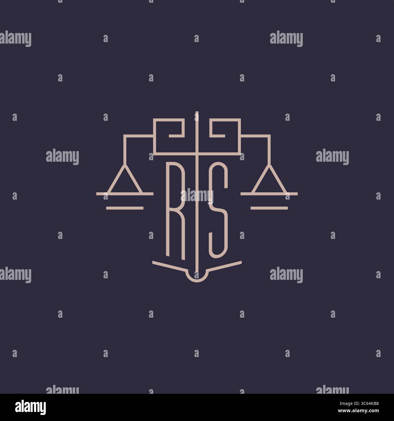 Lettre initiale RS logo avec graphique vectoriel de style géométrique de luxe d'échelle de justice Illustration de Vecteur