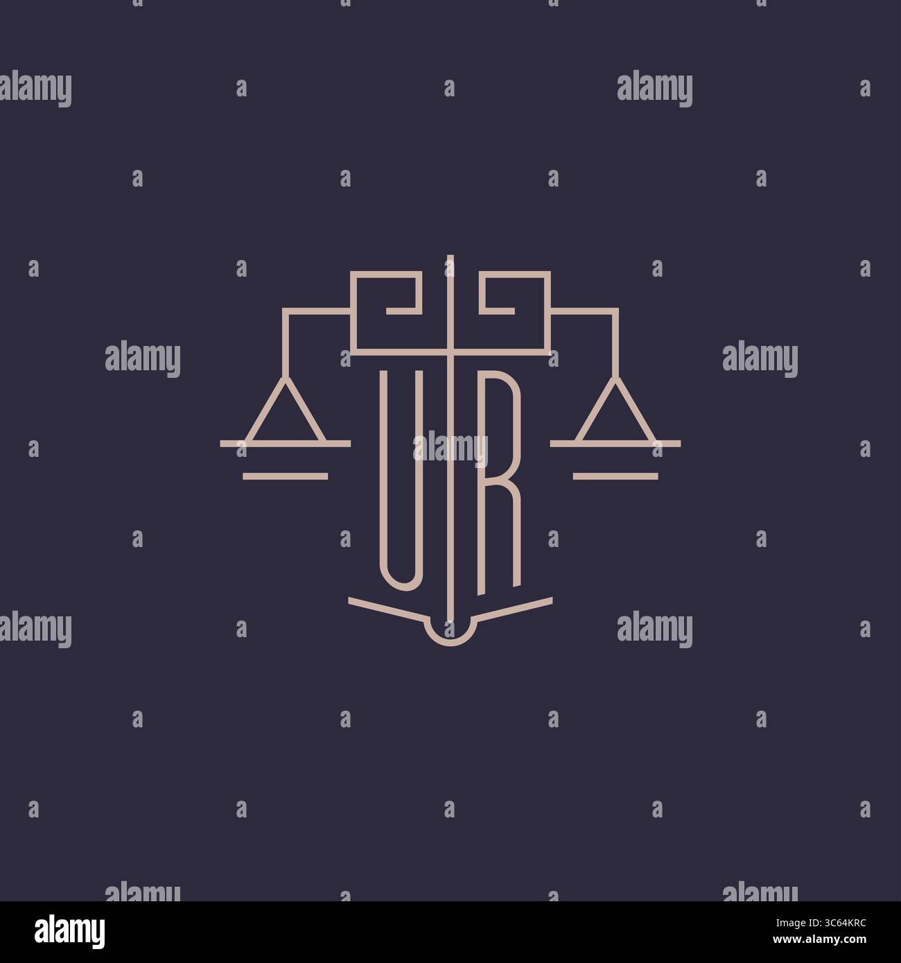 Lettre initiale UR logo avec échelle de justice luxe graphique vectoriel de style géométrique de conception Illustration de Vecteur