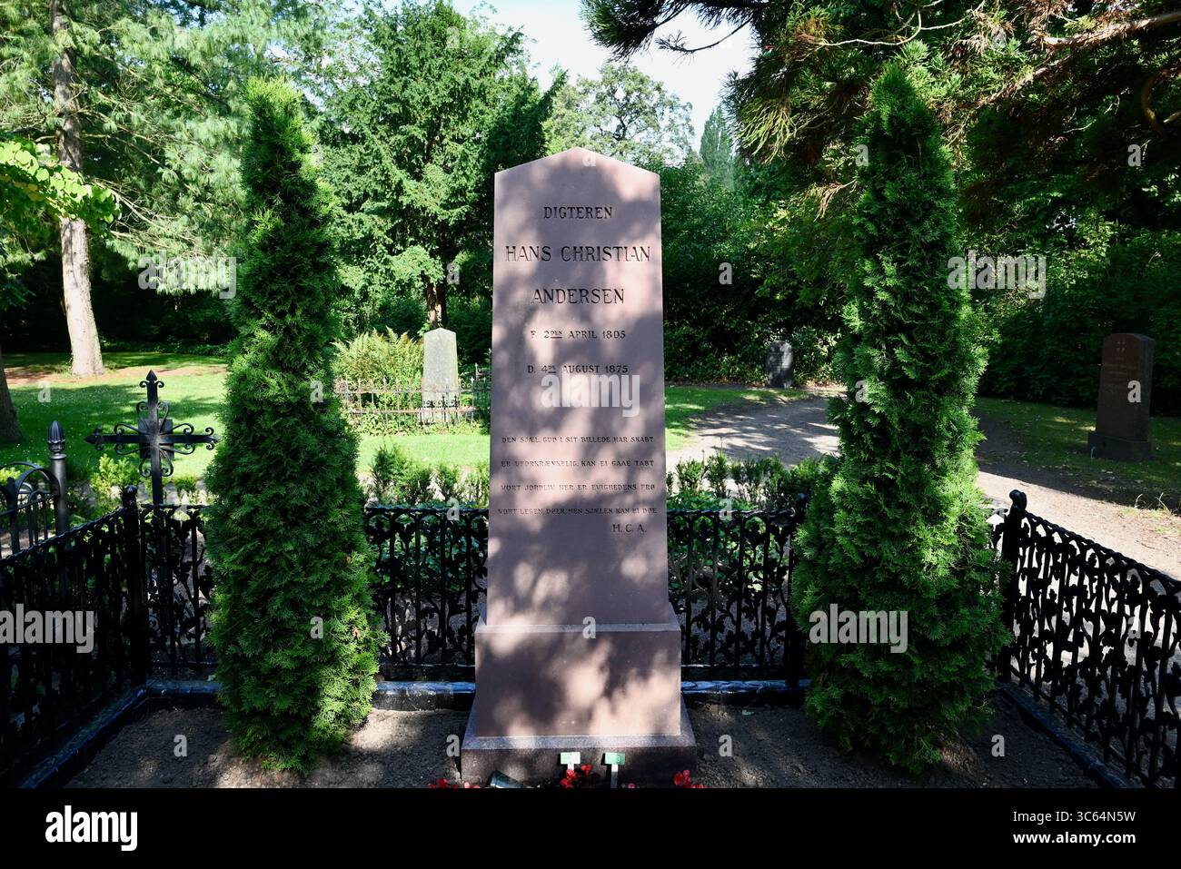 Cimetière d'Assistens - pierre tombale de hans christian andersen copenhague danemark Banque D'Images